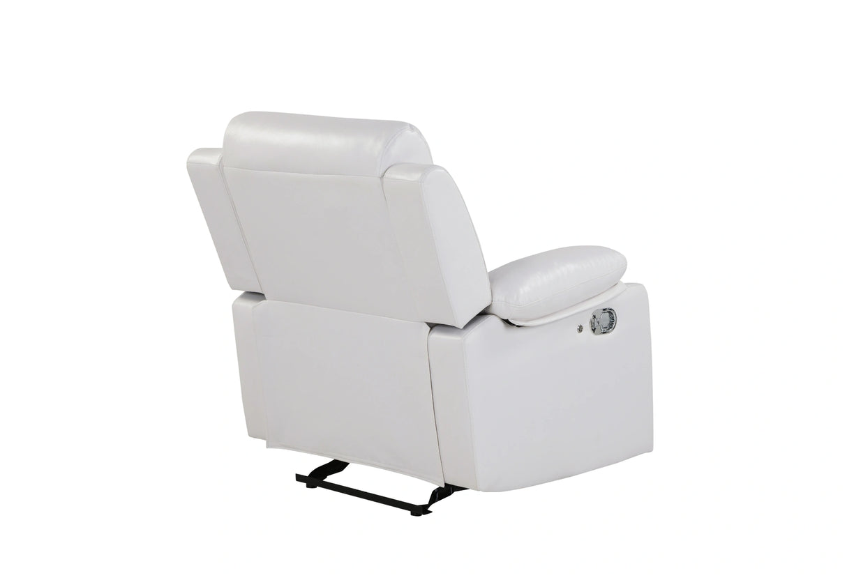 U6026 Blanche White Glider Recliner with LED