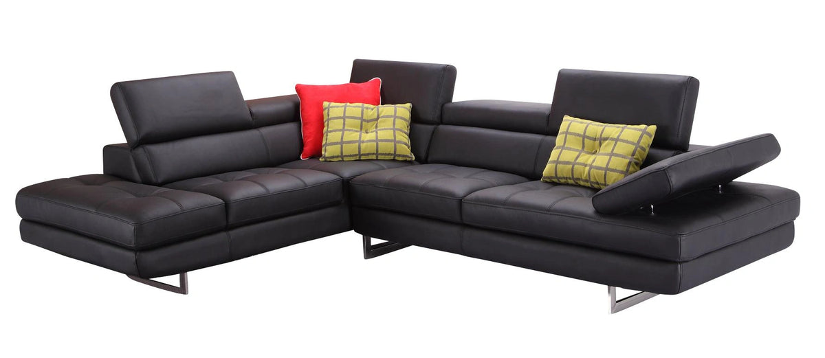 J&M Furniture A761 Italian Leather Sectional LAF in Black