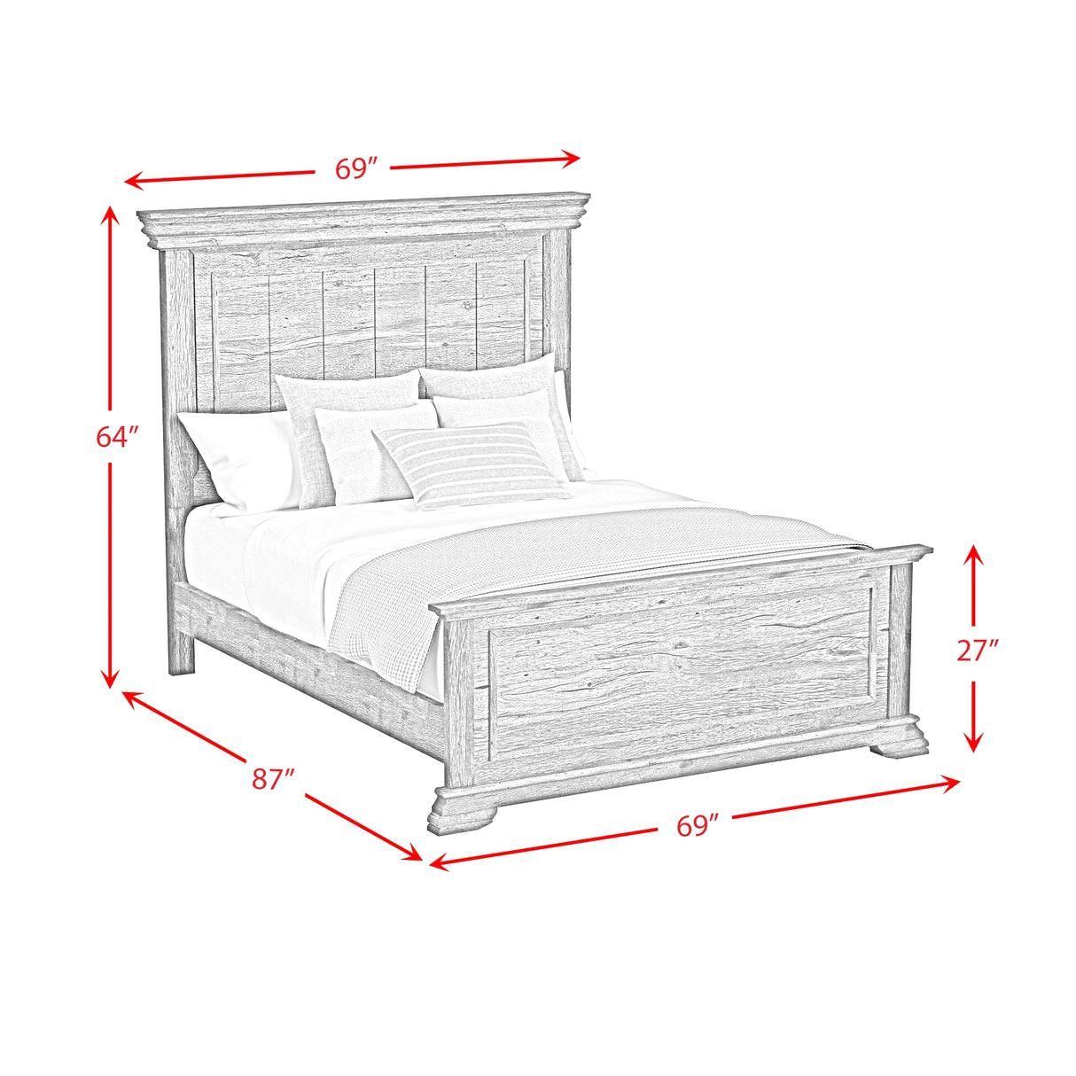 Park Ridge Bedroom Set with 2 Nightstands in Charcoal
