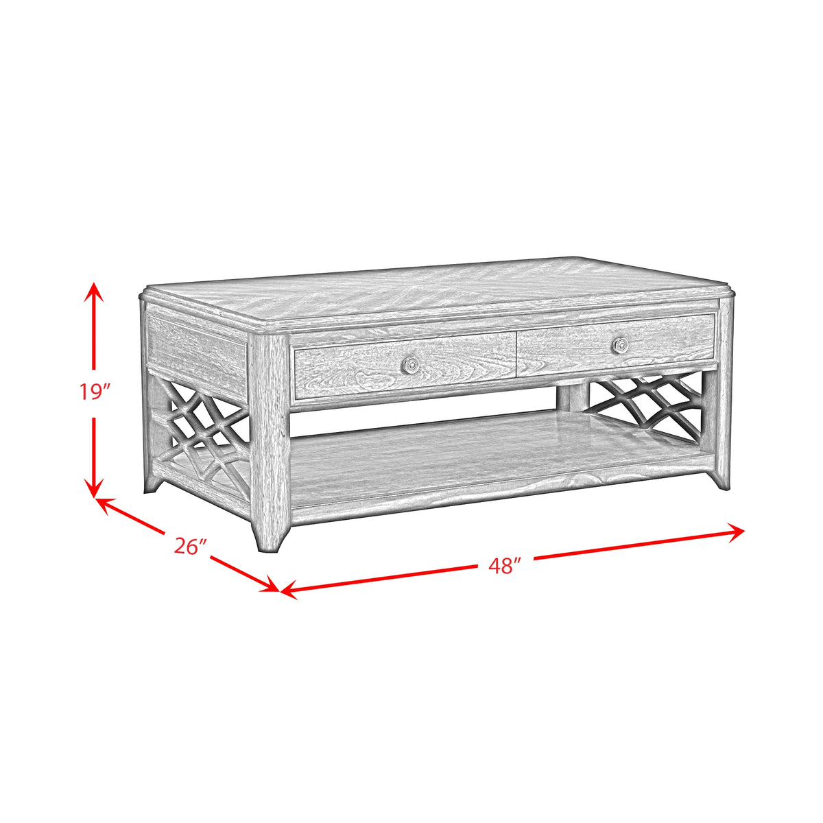Phillipe 3PC Occasional Table Set in Cherry-Coffee Table & Two End Table