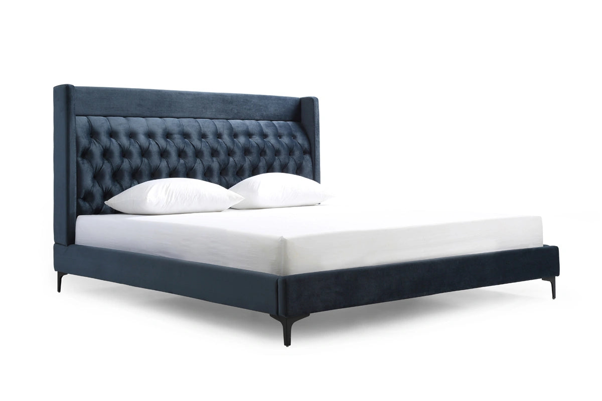 Wales Modern Blue Fabric Bed