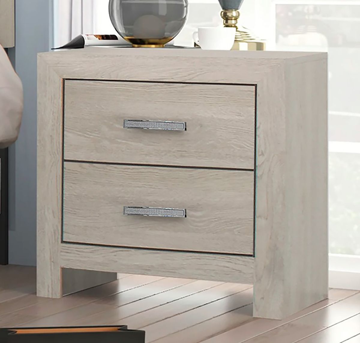 Crown Mark Furniture Jaylen 2 Drawer Nightstand in Gray - galleria furniture outlet