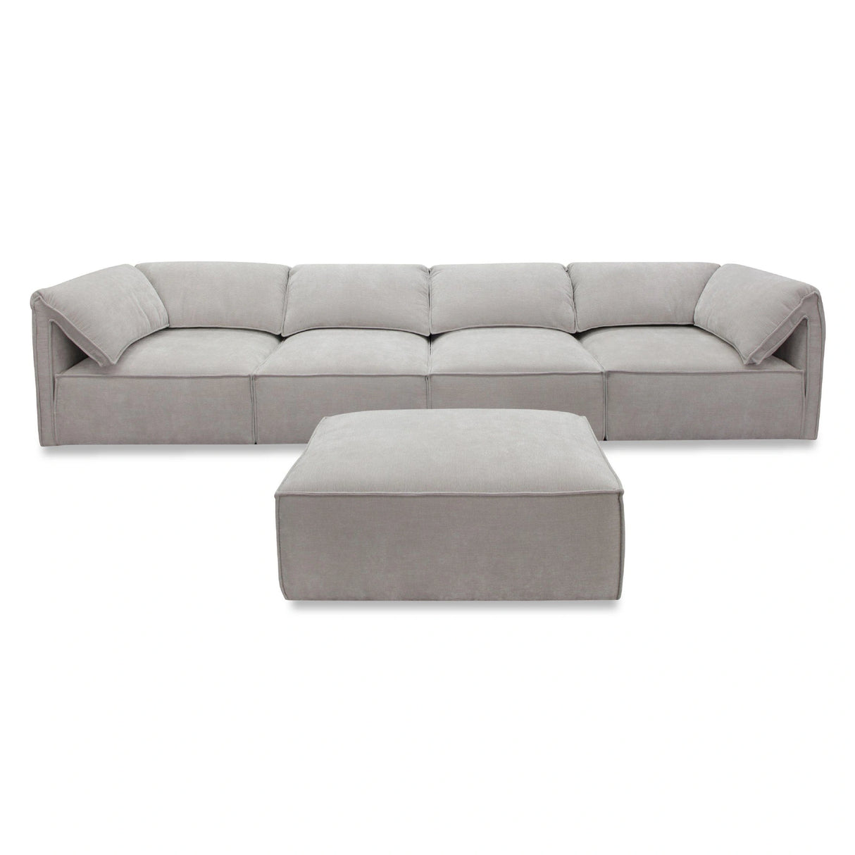 Gene - Modern Light Grey Fabric Modular Sectional Sofa-5-Piece Sectional