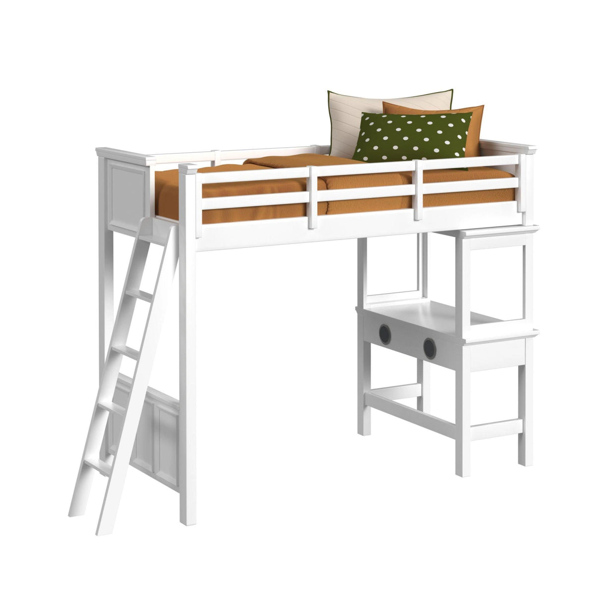 Hampton Kids Loft with Ladder and Desk with Speaker Bedroom Set