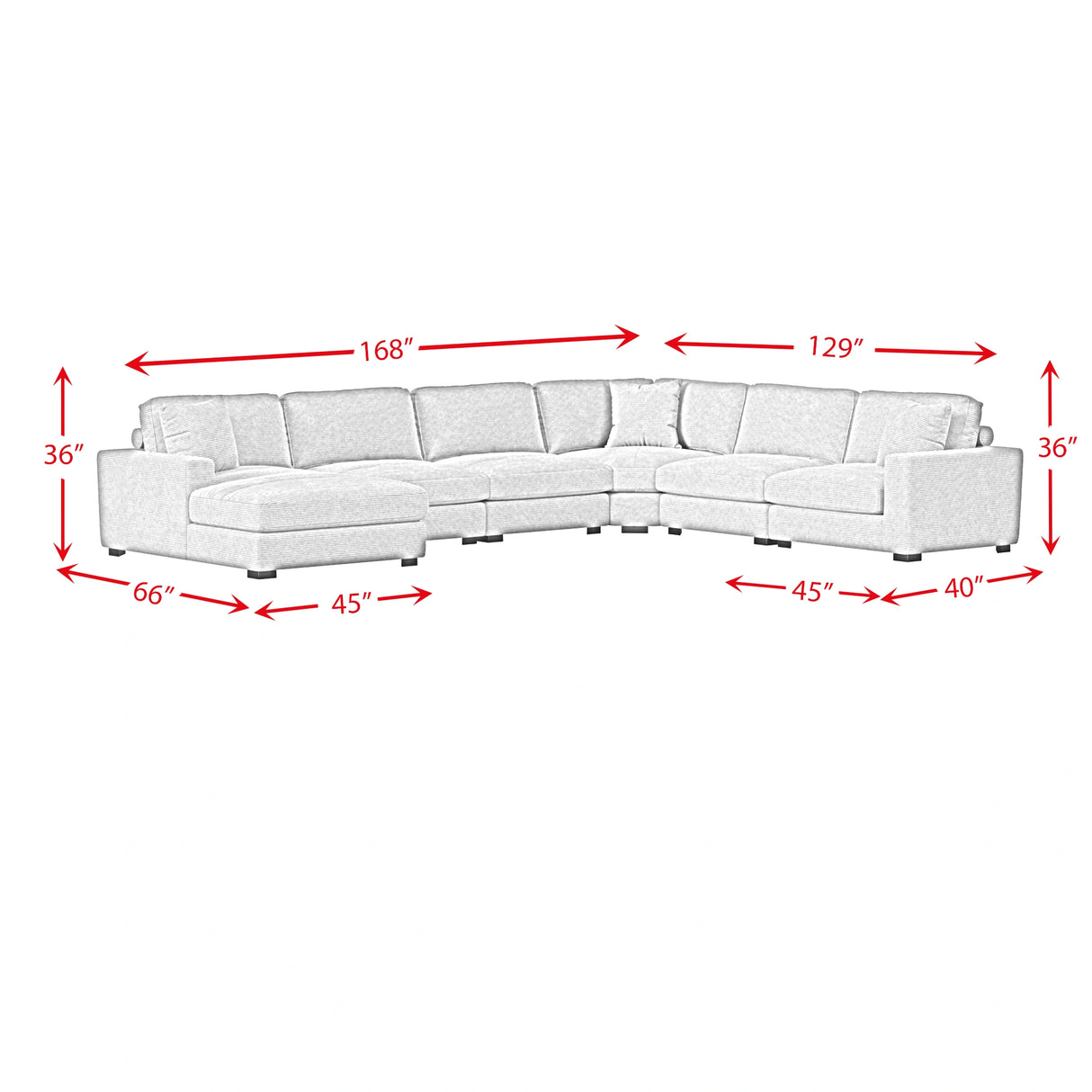 Arizona 7PC Sectional Set with LHF Chaise in Steno Black
