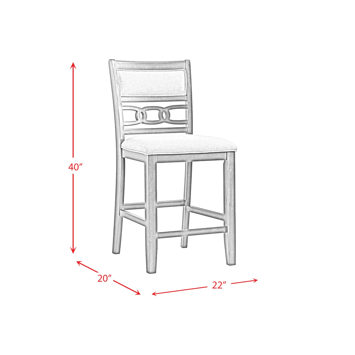 Amherst Counter Side Chair W/PU Cushion Grey Finish (2 Per Pack)