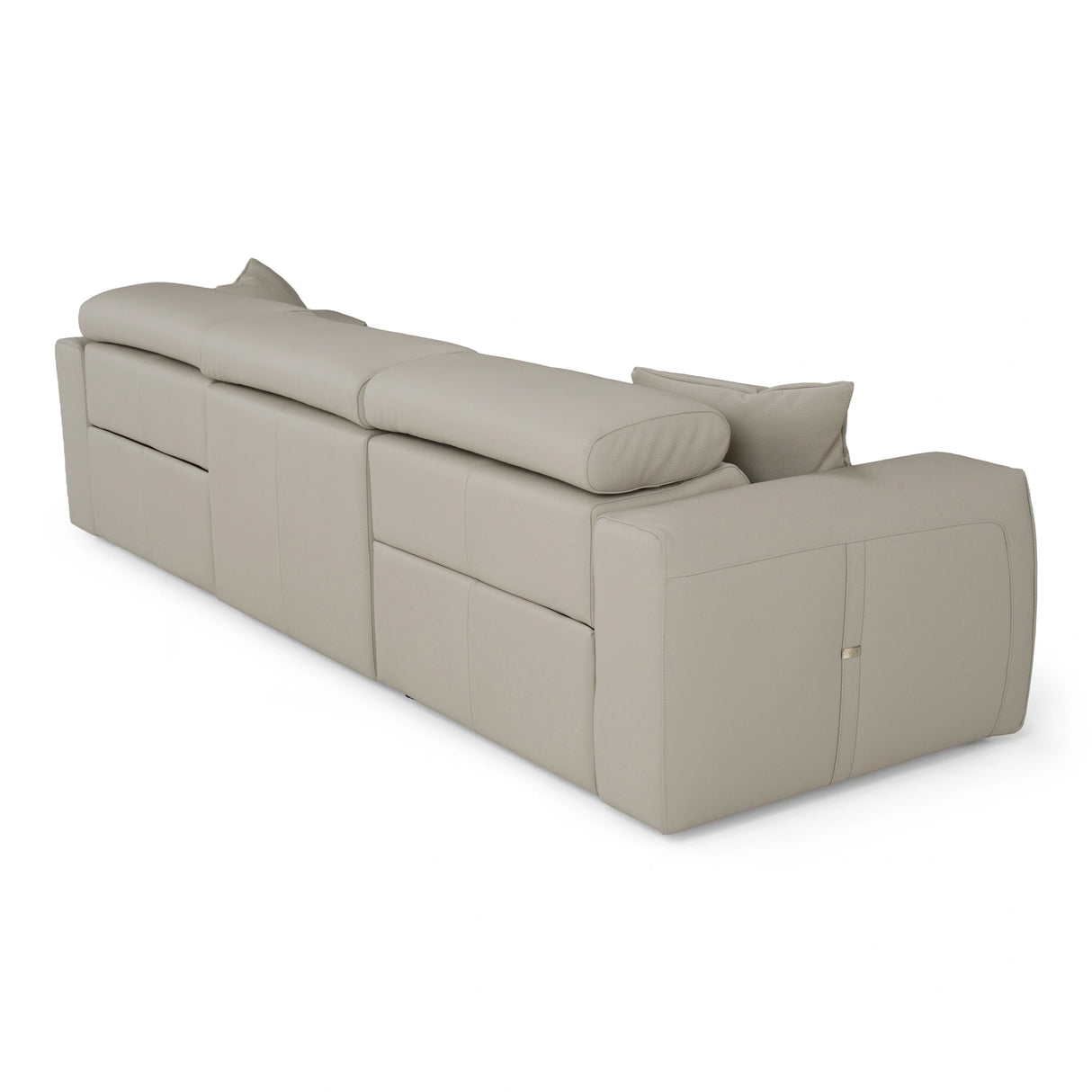 Dalton - Modern Italian Light Grey Leather 4-Seat Sofa + 2 Recliners