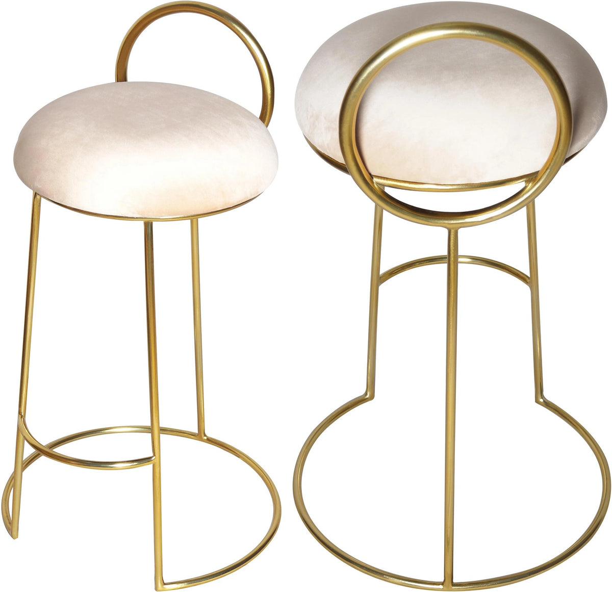 Ring Cream Velvet Counter Stool