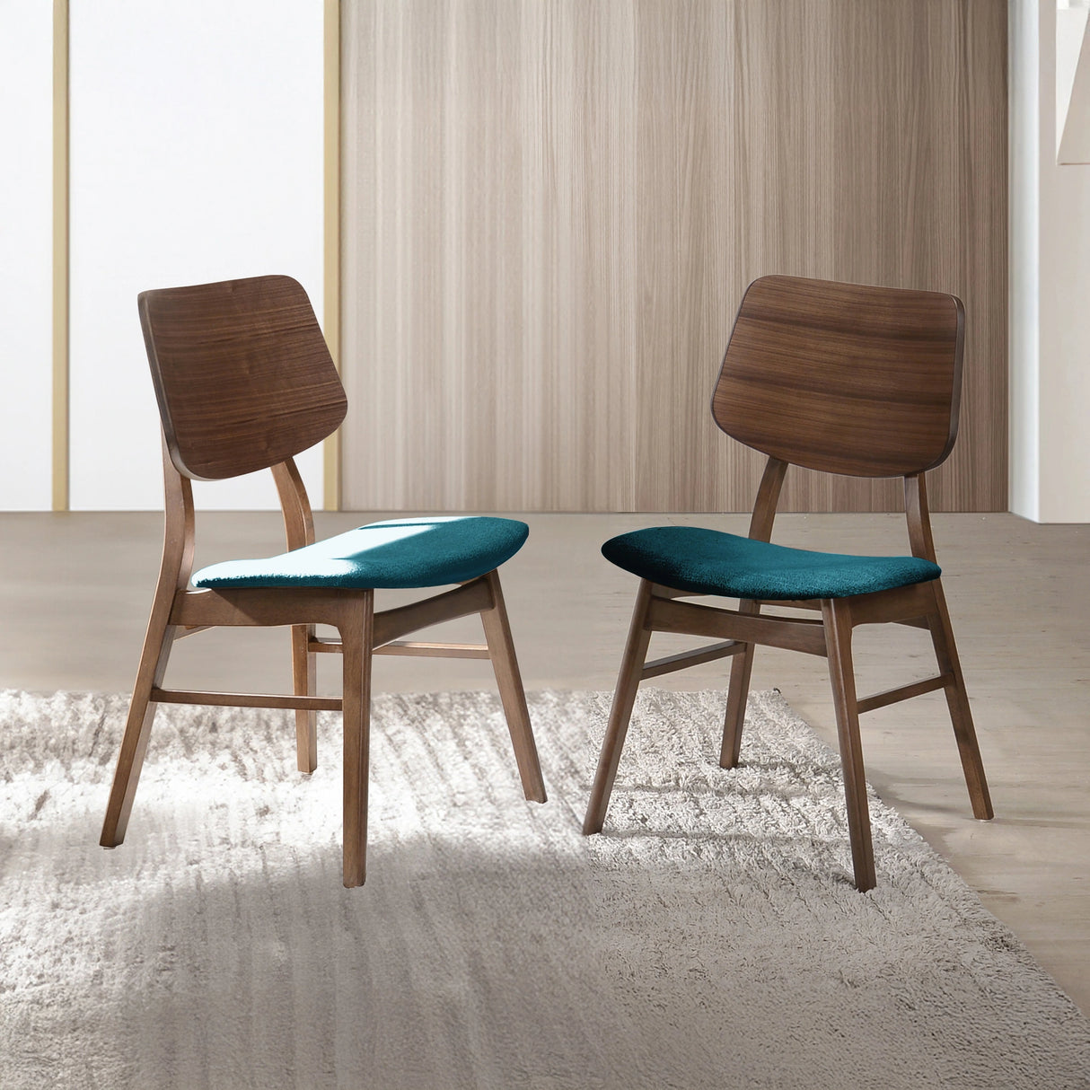Oscar Chair With Forest Green Cushion-Walnut
