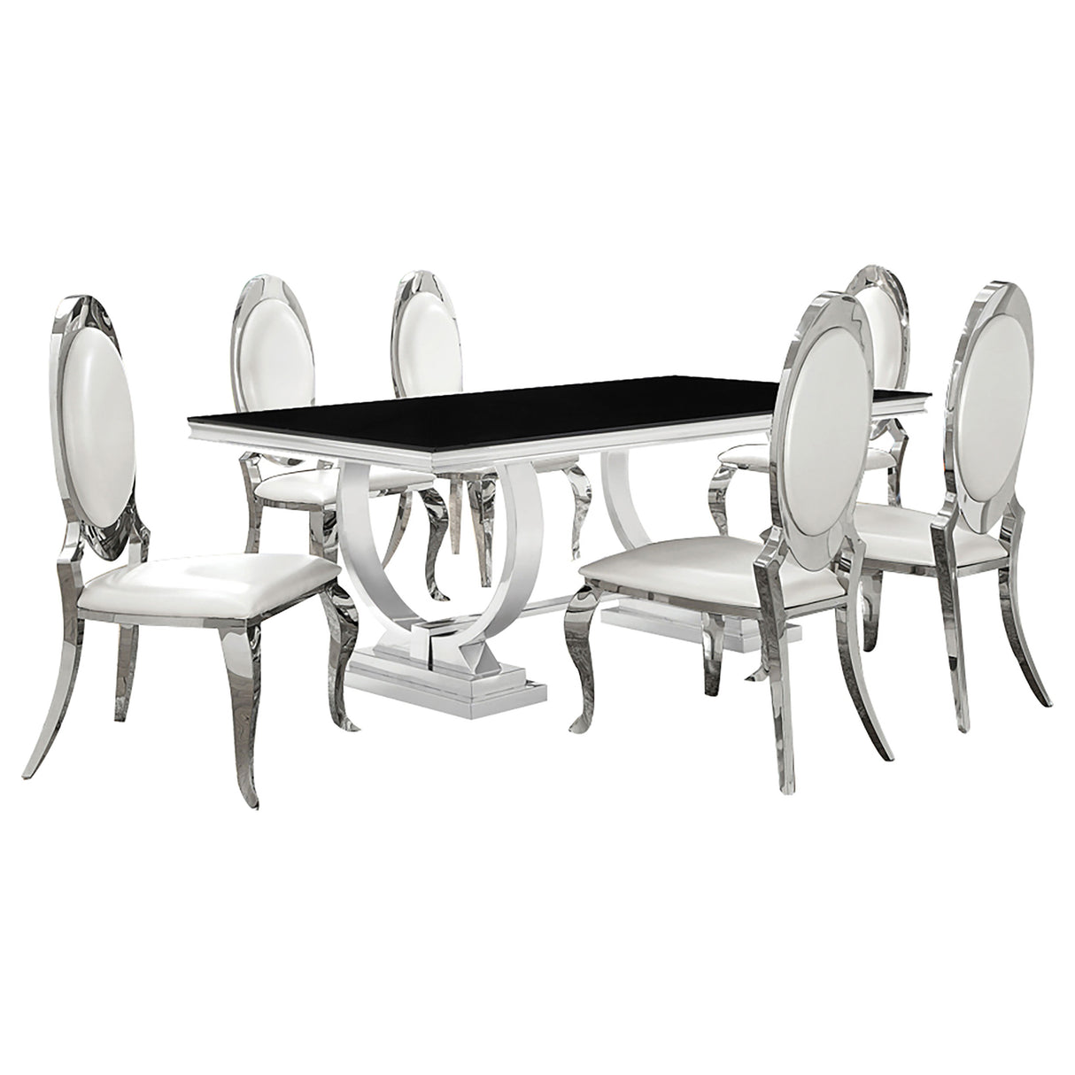 Antoine Rectangular Glass Top Dining Set Chrome