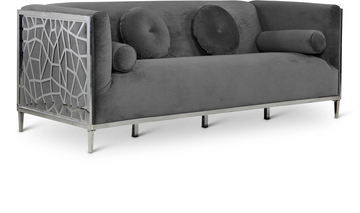 Opal Grey Velvet Sofa