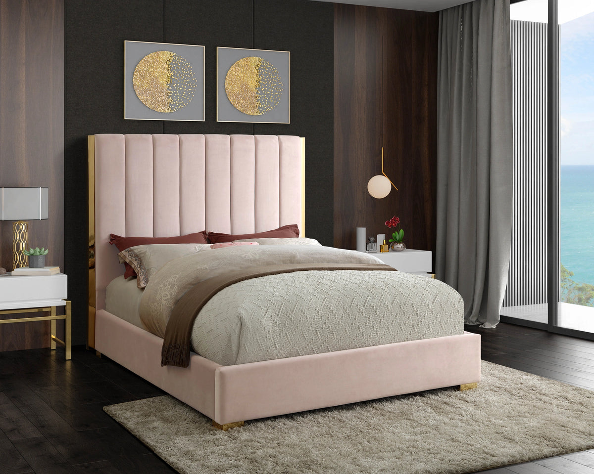 Becca Pink Velvet Full Bed