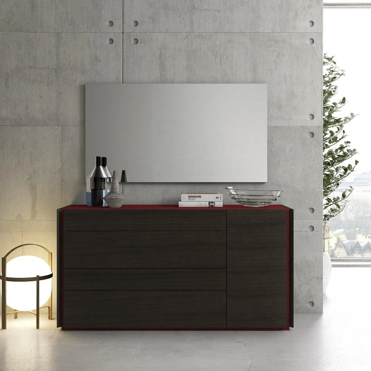 J&M Furniture Lagos Dresser in Red Gloss & Wenge