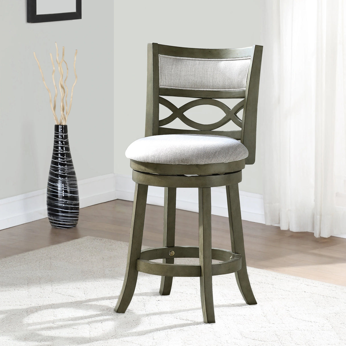 Manchester 24" Counter Stool W/Fabric Cushions-Gray