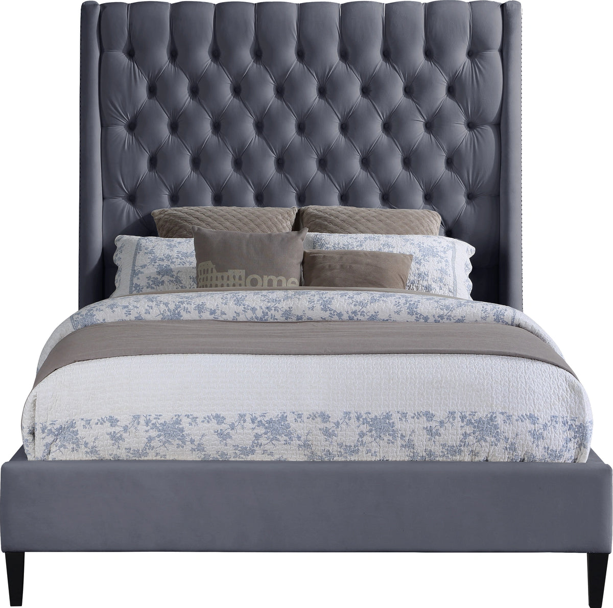 Fritz Grey Velvet King Bed