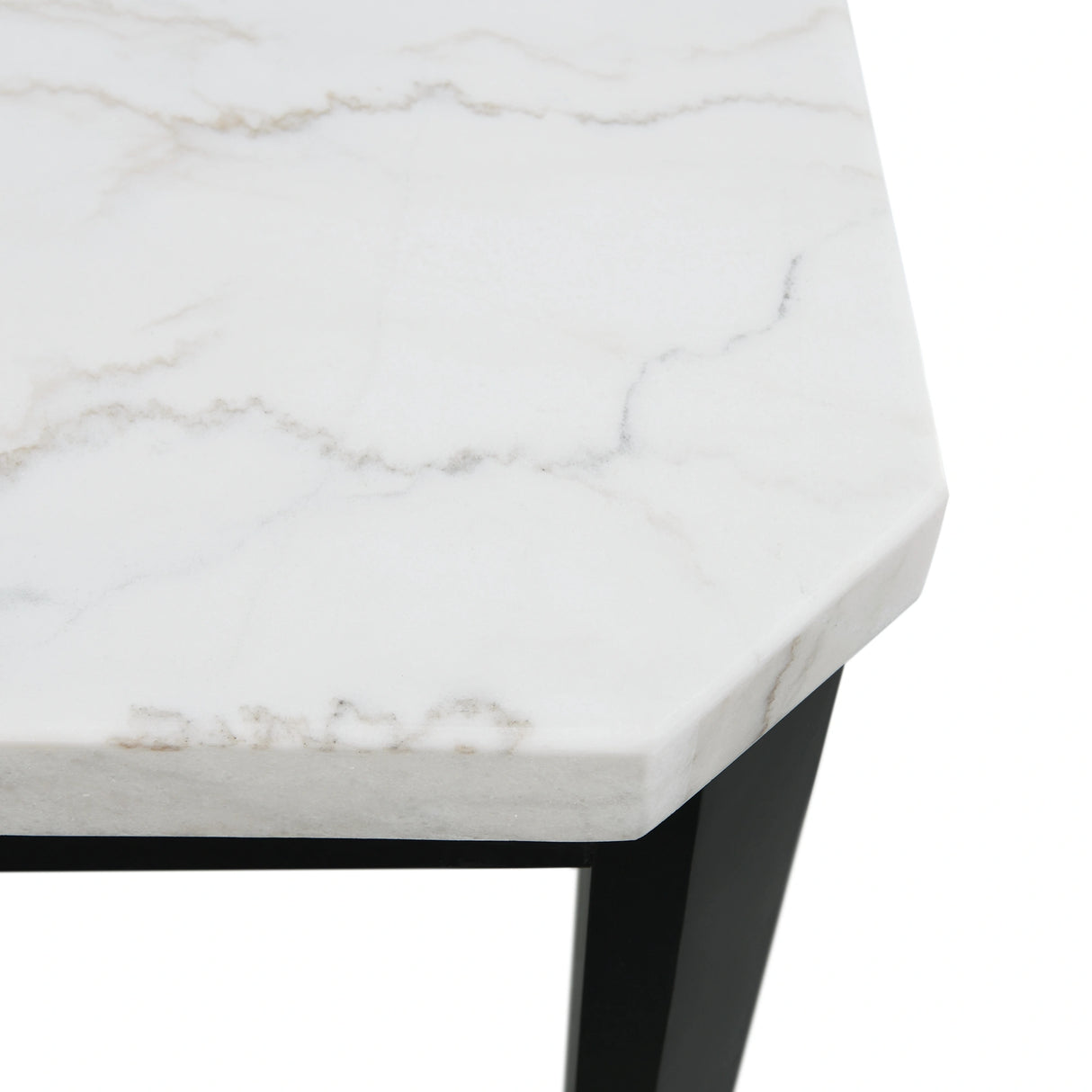 Francesca White Marble Square 5PC Counter Height Dining Set-Table & Four Grey Velvet Chairs