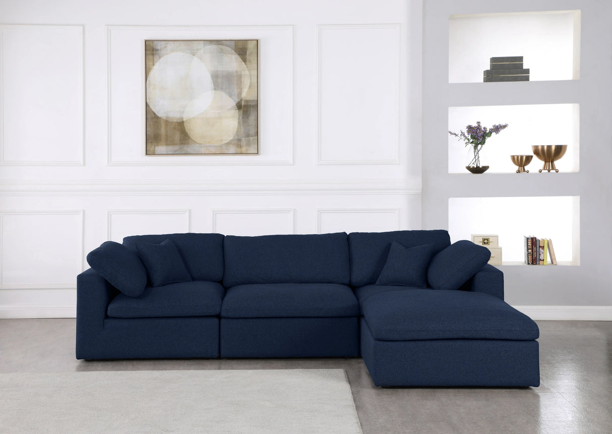 Serene Navy Linen Fabric Deluxe Cloud Modular Sectional