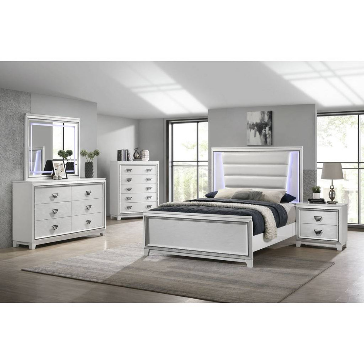 Elements International Moondance King Panel Bed in White