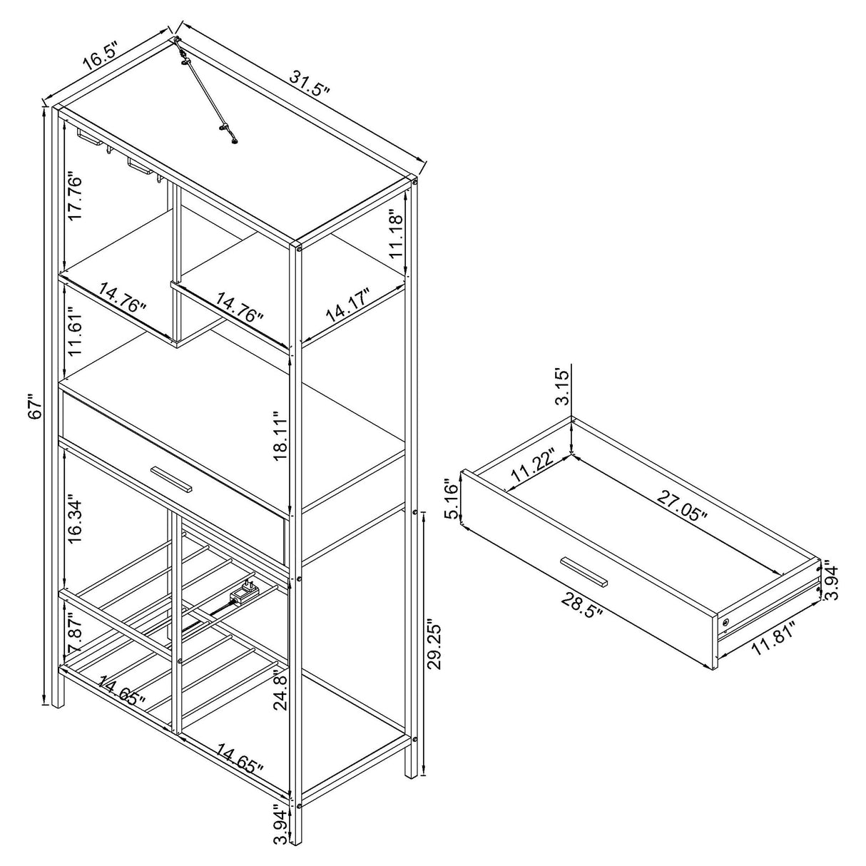 Figueroa Wine Cabinet with LED Lighting