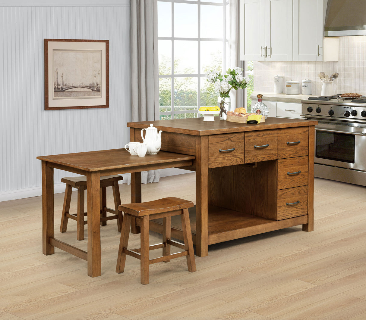 Mayfair Kitchen Island Set - galleria furniture outlet