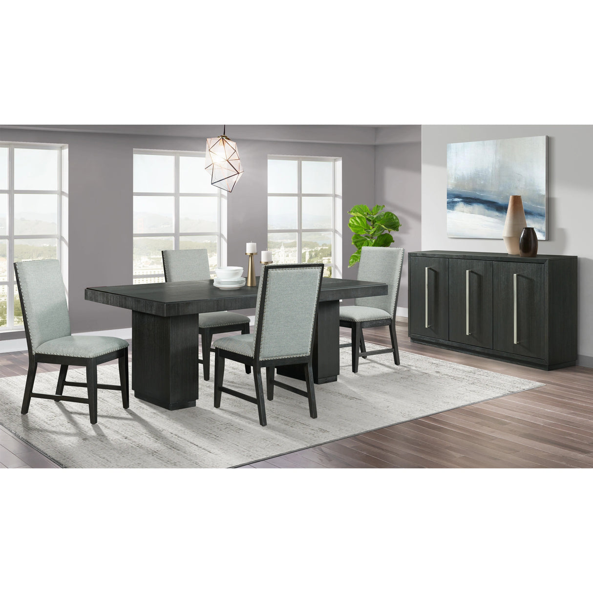 Donovan Rectangular Standard Height Dining Table in Black