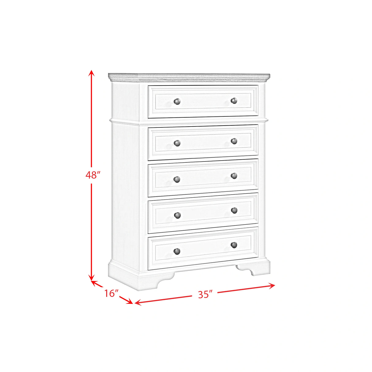 Eastwood Youth 5-Drawer Chest in Brown and Off-White