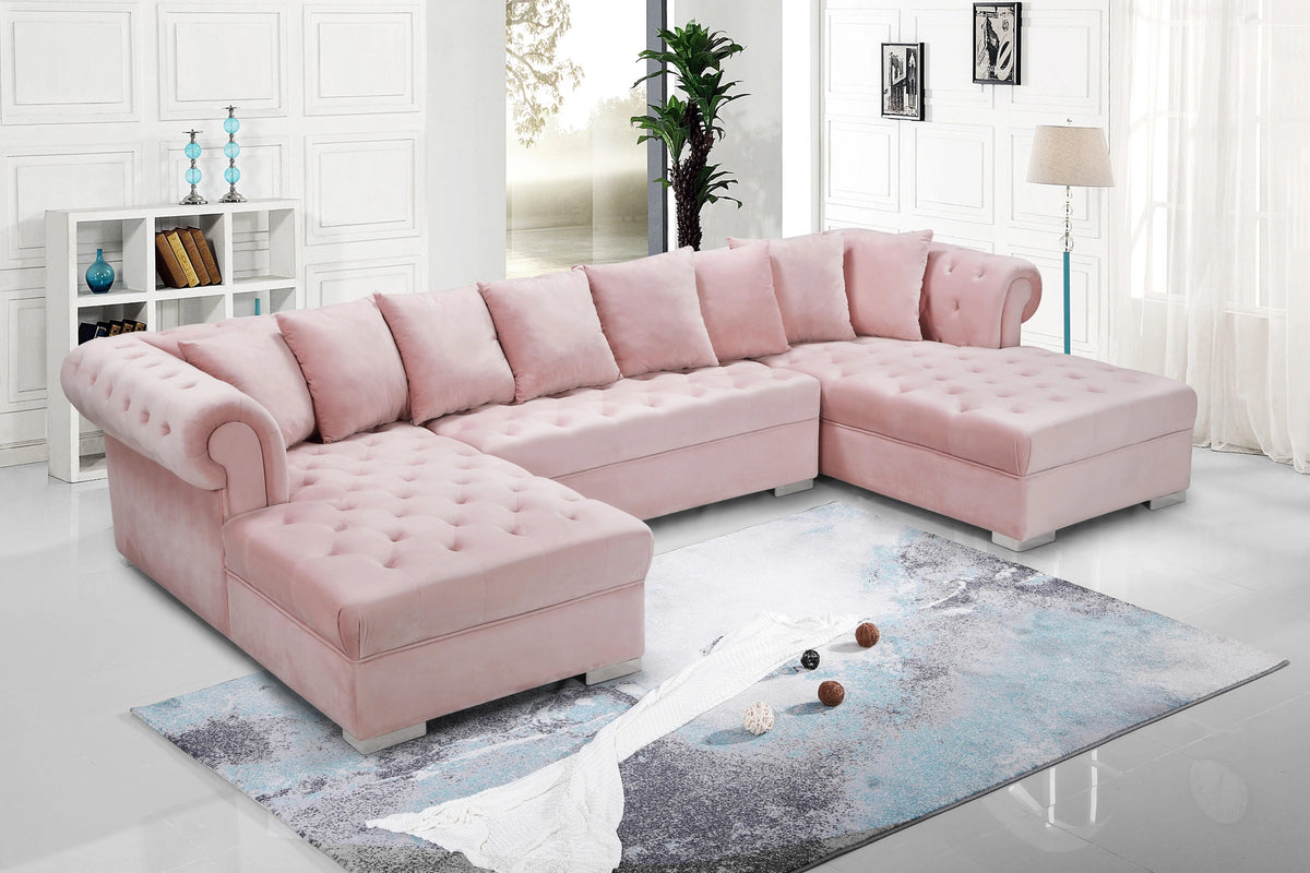 Presley Pink Velvet 3pc. Sectional