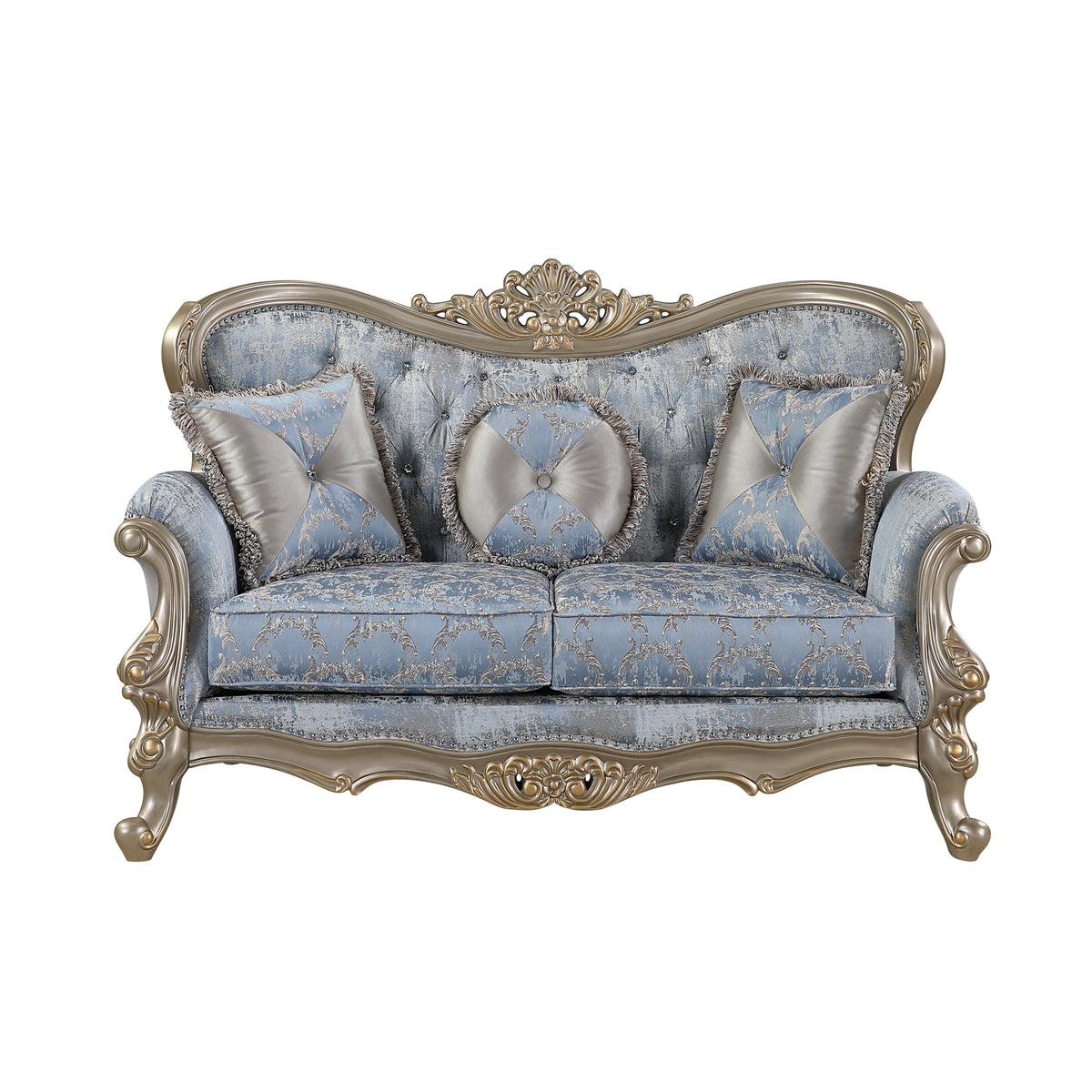 Royale Loveseat in Blue and Champagne