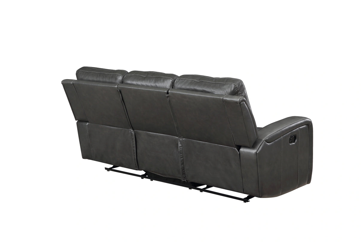 LINTON LEATHER SOFA W/ PWR FR-GRAY