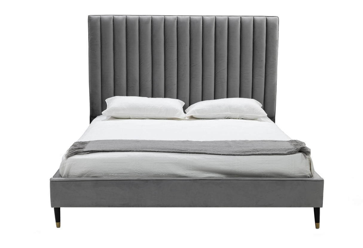 Hemlock - Modern Grey Velvet Bed