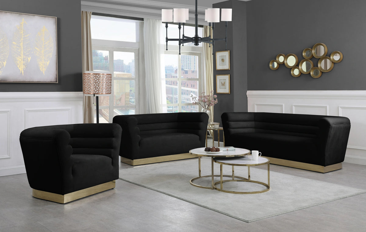Bellini Black Velvet Loveseat