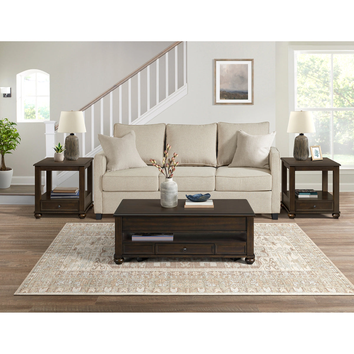 Wagner Occasional Table Set in Cherry-Rectangular Lift-Top Coffee Table