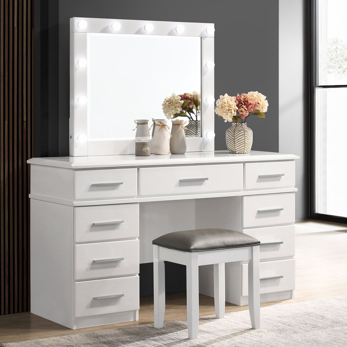 Felicity Makeup Vanity Stool - galleria furniture outlet