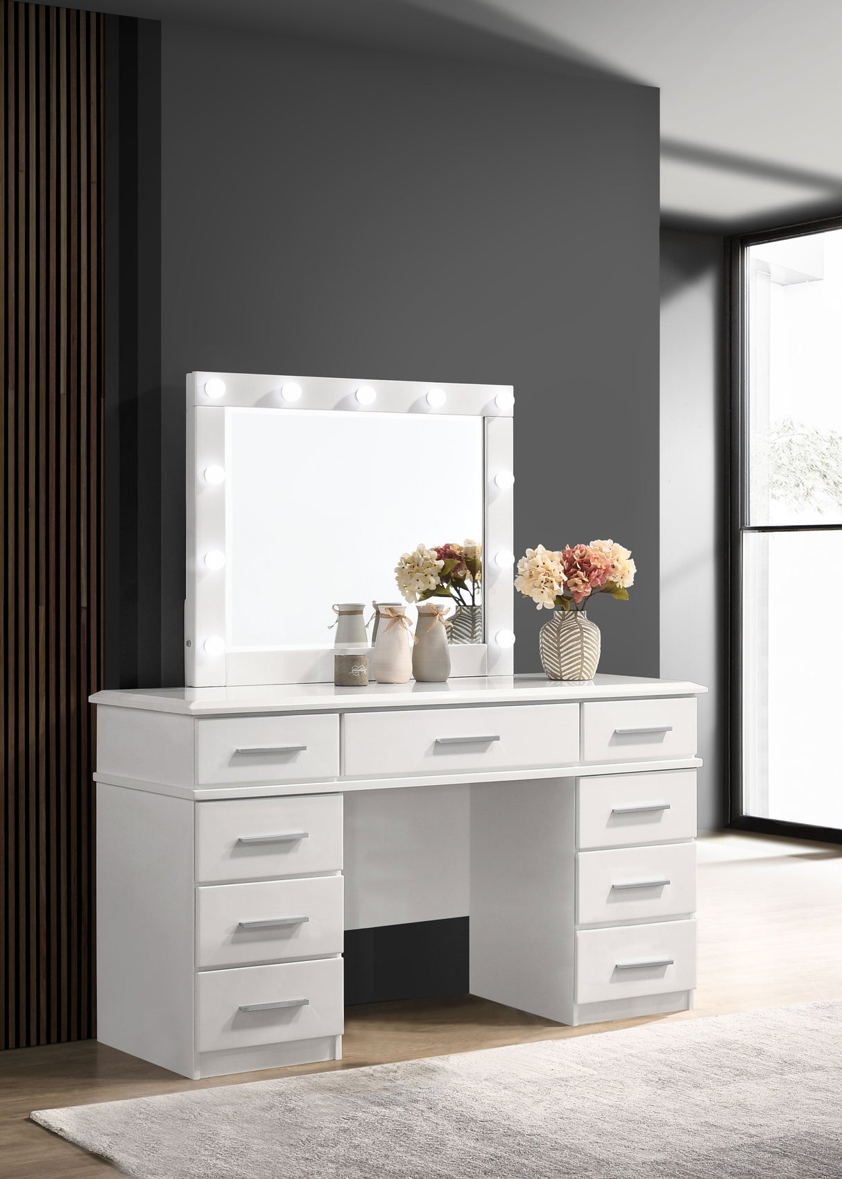 Felicity Makeup Vanity Table with LED Mirror - galleria furniture outlet