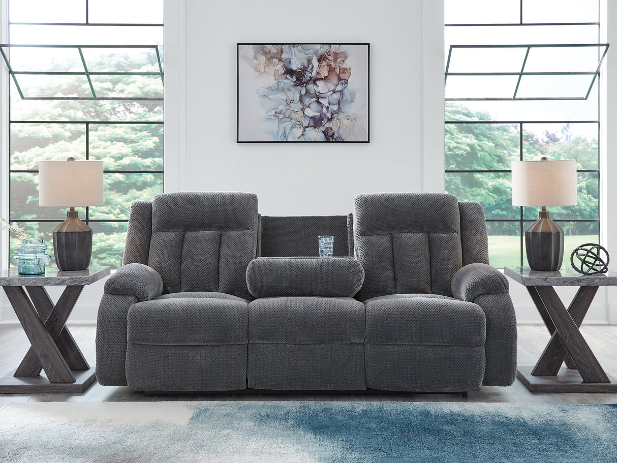 Observation Power Reclining Sofa with Drop Down Table - galleria furniture outlet