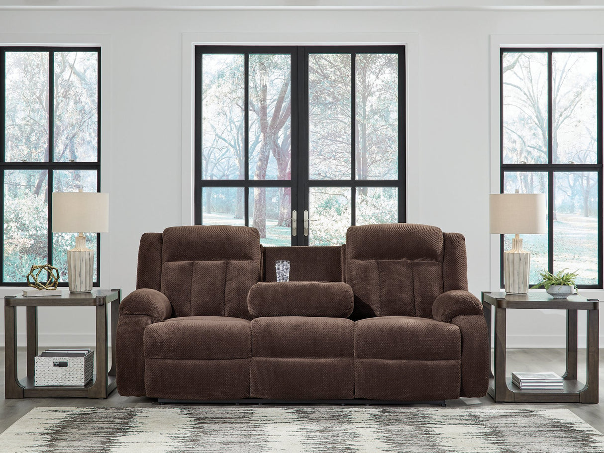 Observation Power Reclining Sofa with Drop Down Table - galleria furniture outlet