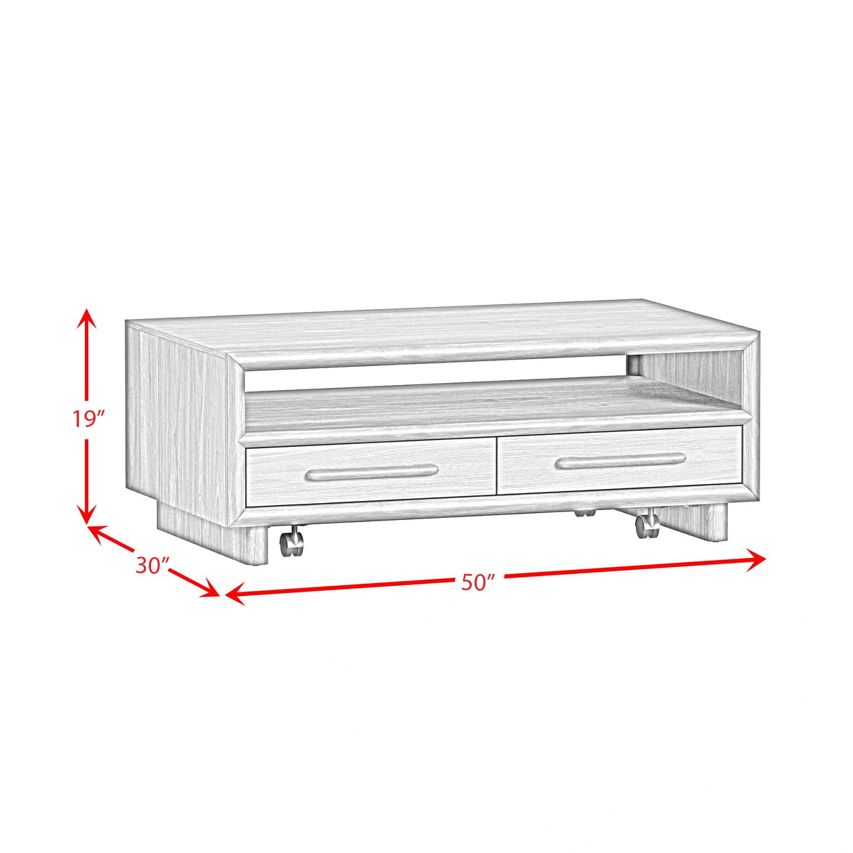 Brisbane 4-Drawer Coffee Table with Casters in Brown