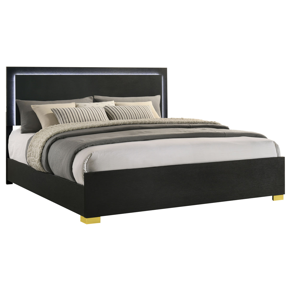 Marceline Panel Bed with LED Lighting - galleria furniture outlet