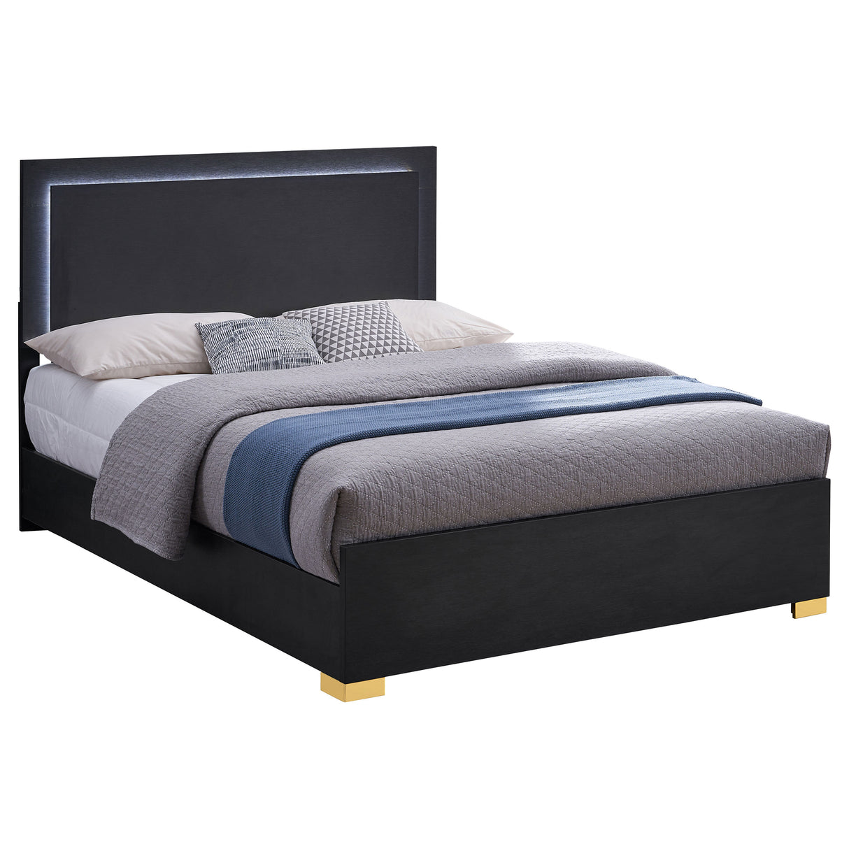 Marceline Panel Bed with LED Lighting - galleria furniture outlet