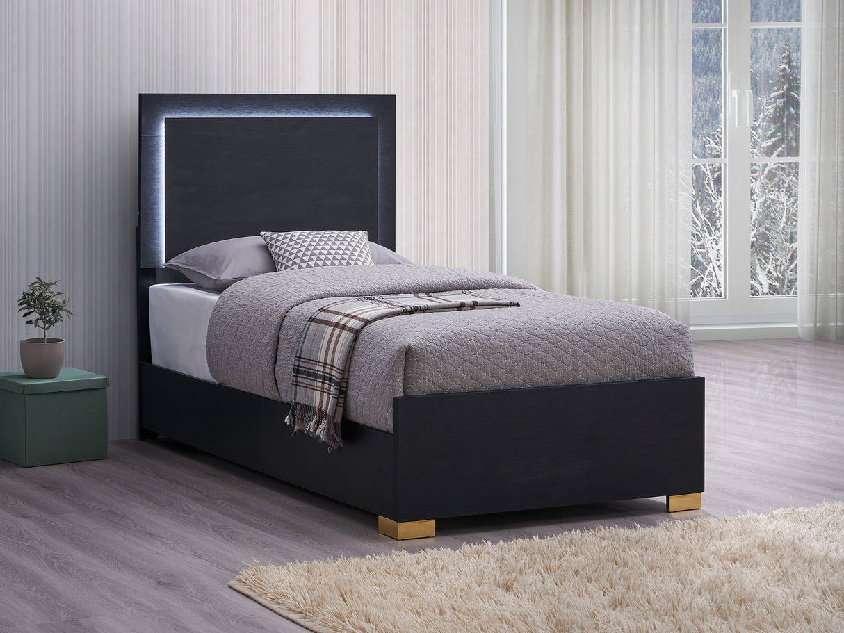 Marceline Panel Bed with LED Lighting - galleria furniture outlet