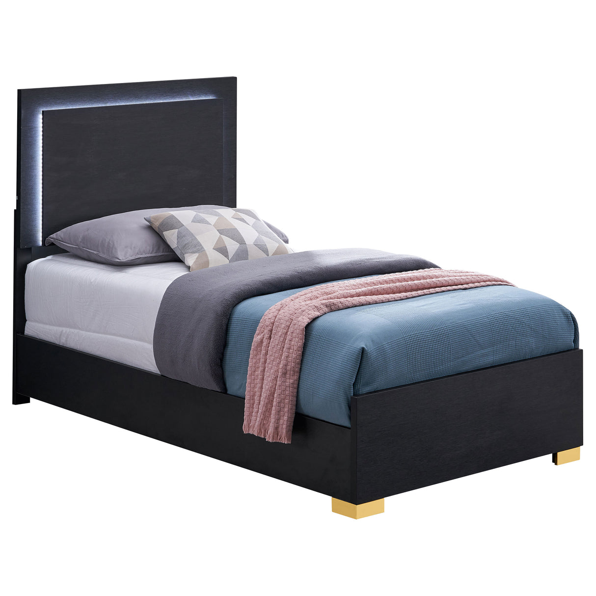 Marceline Panel Bed with LED Lighting - galleria furniture outlet