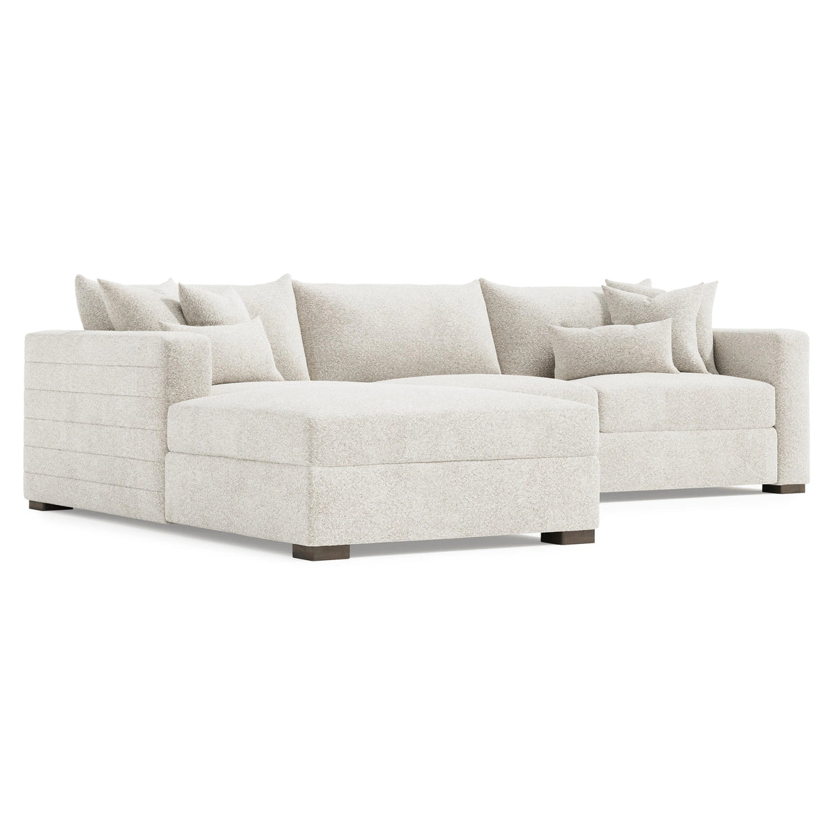 Helena Fabric Sectional Wood Foot