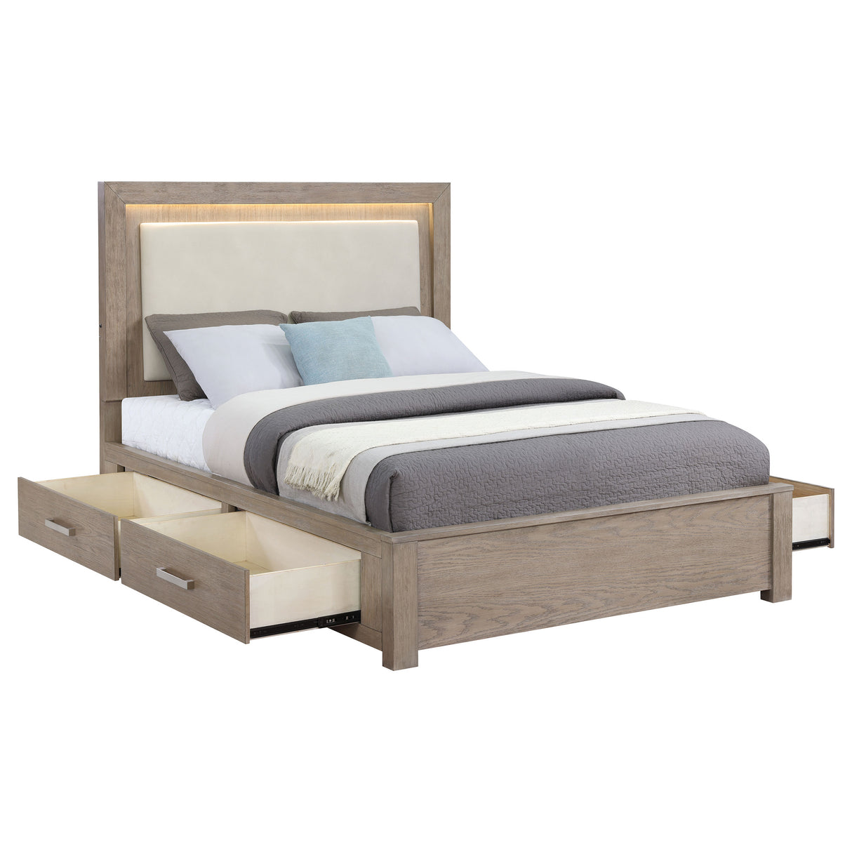 Kenora Panel Platform Storage Bed with LED Lighting - galleria furniture outlet