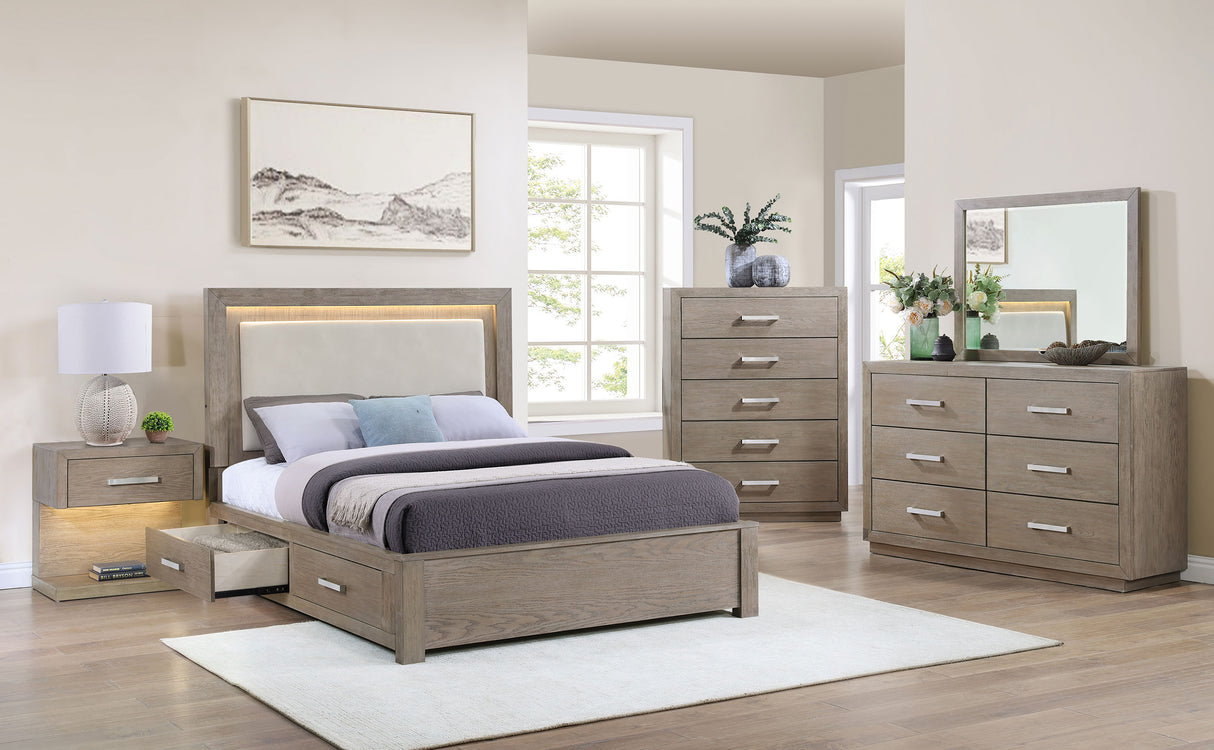 Kenora Panel Platform Storage Bed with LED Lighting