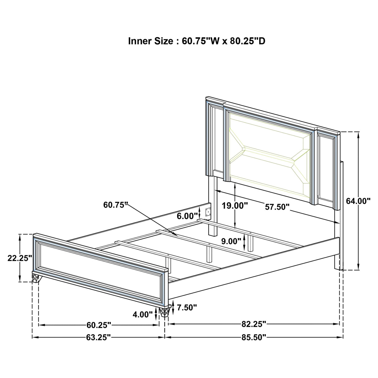 Marmore Panel Bed with LED Lighting