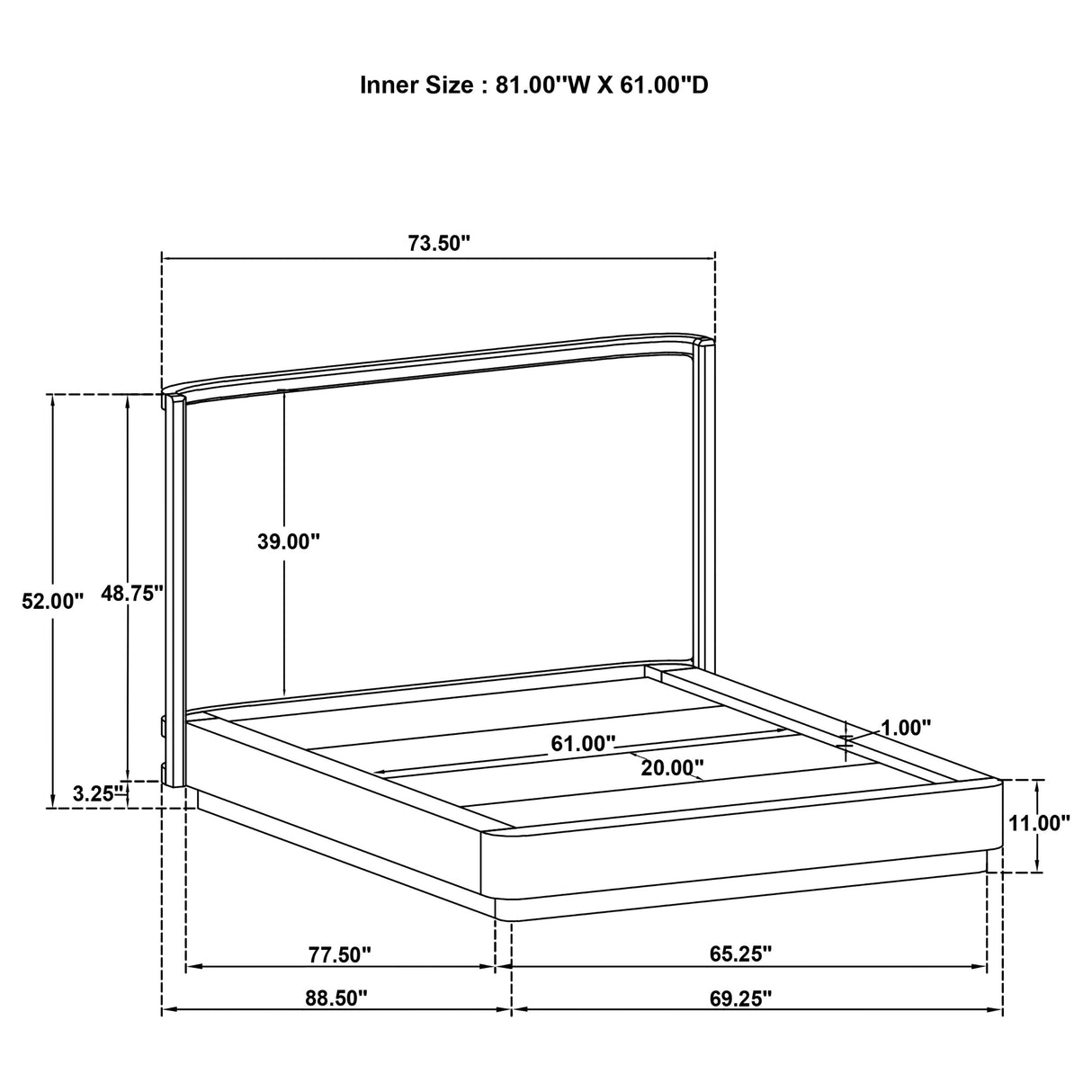 Kailani Wingback Platform Bed - galleria furniture outlet