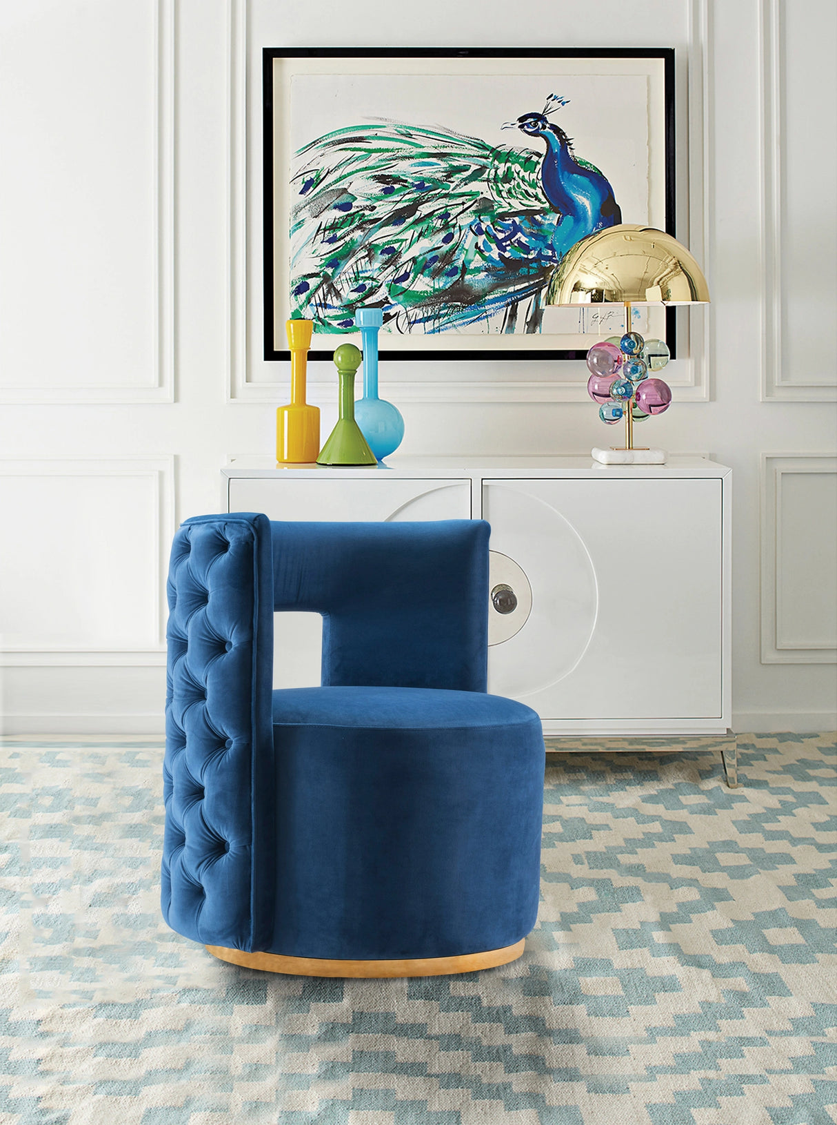 Theo Navy Velvet Accent Chair