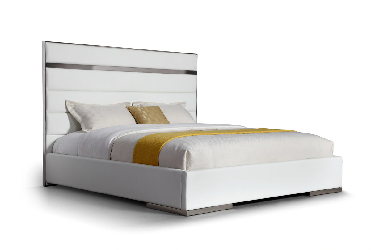 Cartier - Modern White Vegan Leather + Stainless Steel Bed