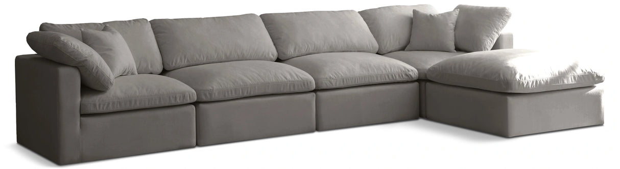 Plush Grey Velvet Standard Cloud Modular Sectional