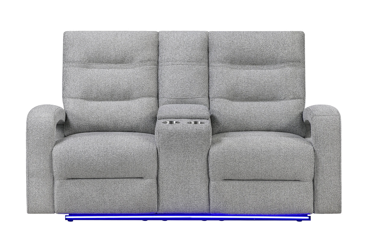 U6611 Grey 15 Power Console Reclining Loveseat with LED